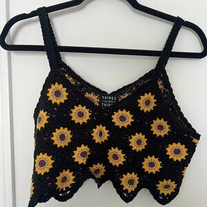 Women's crop top with sunflowers size S